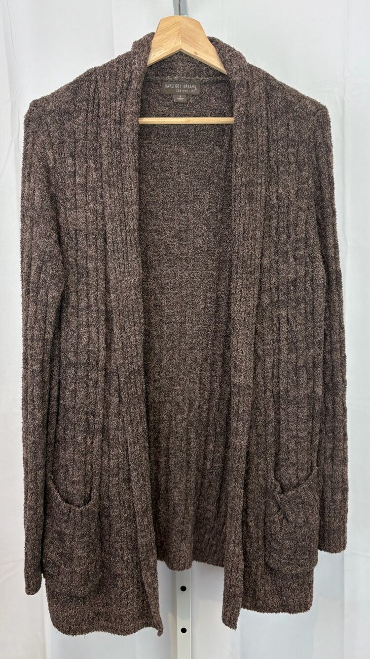 BAREFOOT DREAMS Size S CozyChic Lite Ribbed Cardi Open Front Cardigan Brown